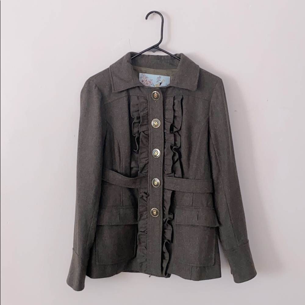 Anthropology Tabitha Oxer Ruffle Wool Jacket